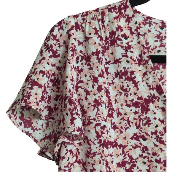 NWT NYDJ Fairy Dust Floral Flounce Sleeve V Neck Blouse Womens Size Small - Picture 3 of 11